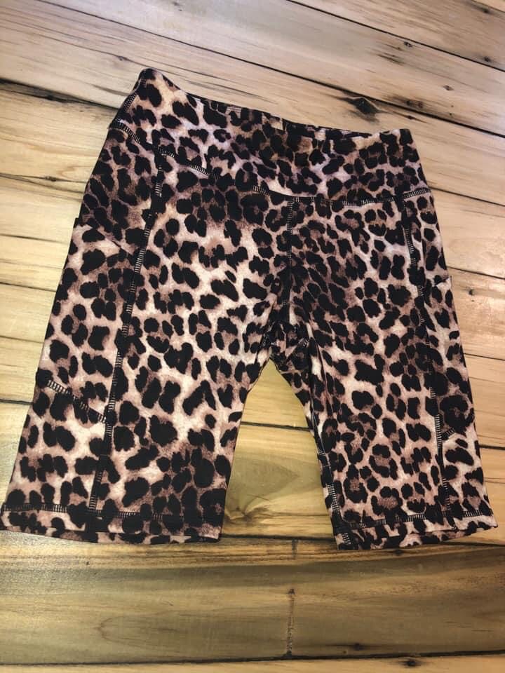 Brown leopard biker shorts